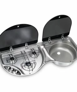 Promo ❤️ Dometic 3-Burner Gas Hob Stove And Sink With Glass Lid ✔️